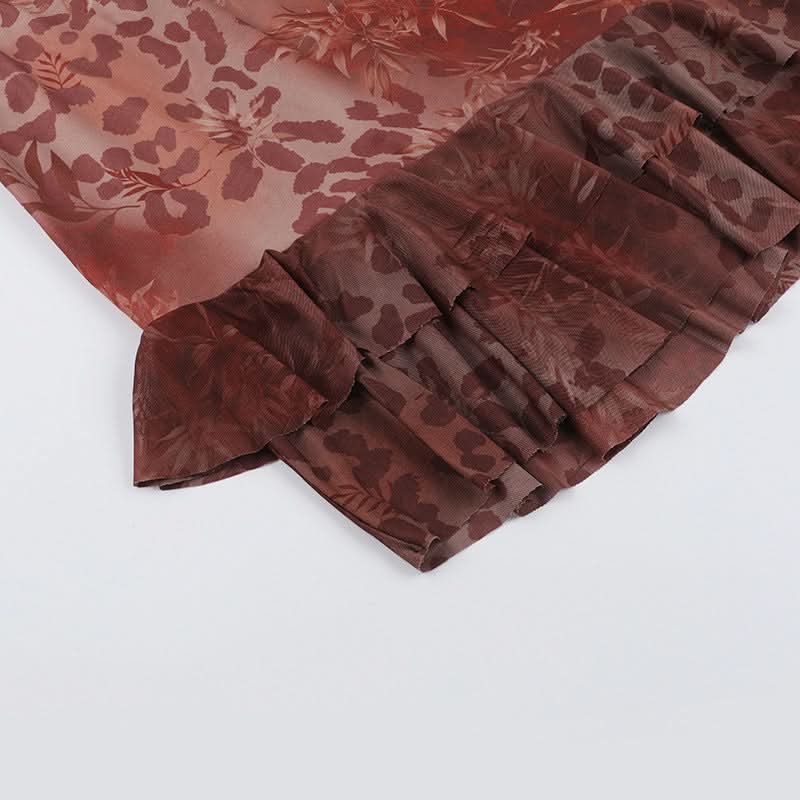 Enchanting Autumn Bloom Halter Mini Dress | Flirty Cut-Outs & Ruffles for Fall Parties