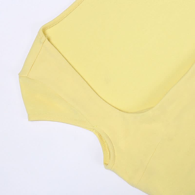 Sunshine Chic: Square Neck Cap Sleeve Bodycon Mini Dress - Your Versatile Fall & Holiday Essential