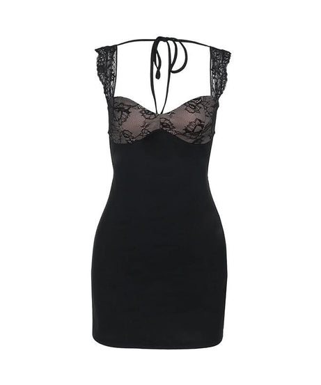 Sultry Lace Halter Bodycon Mini Dress - Your Perfect LBD for Fall & Holiday Parties