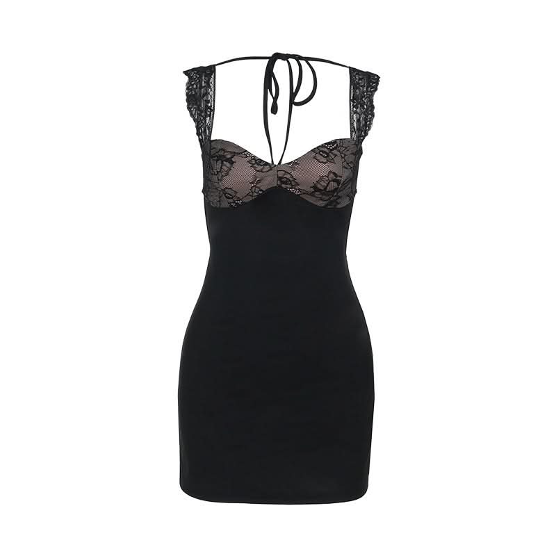 Sultry Lace Halter Bodycon Mini Dress - Your Perfect LBD for Fall & Holiday Parties