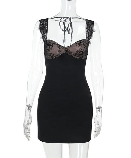 Sultry Lace Halter Bodycon Mini Dress - Your Perfect LBD for Fall & Holiday Parties