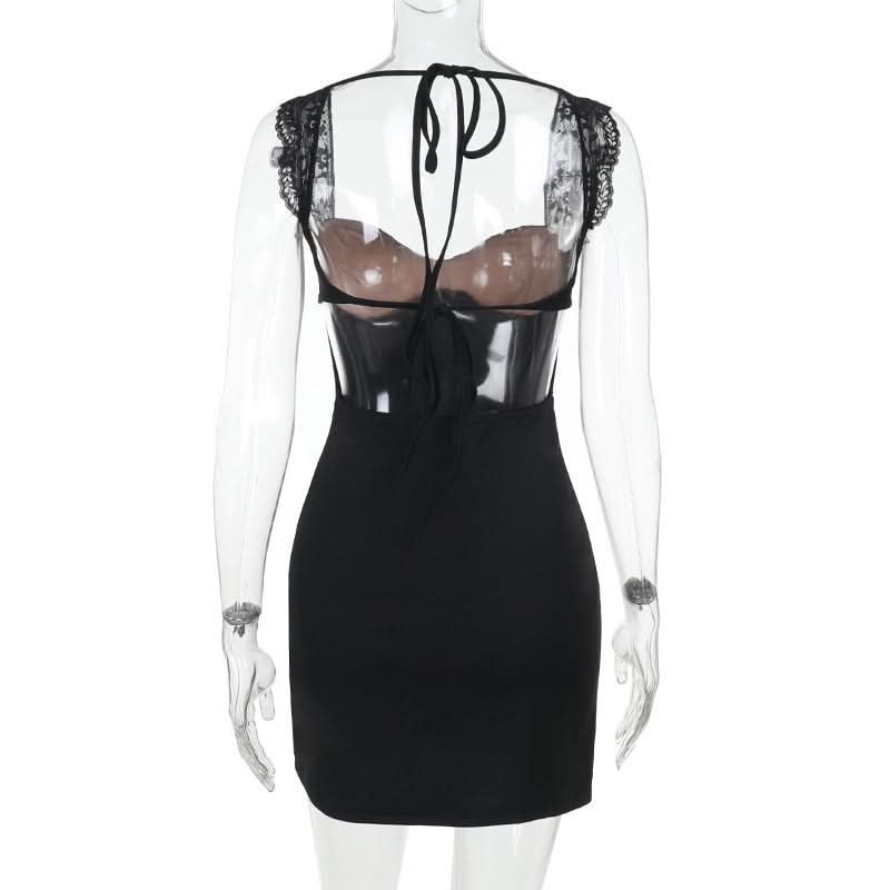 Sultry Lace Halter Bodycon Mini Dress - Your Perfect LBD for Fall & Holiday Parties