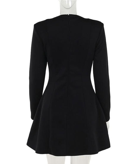 The 'It' Dress for Fall: Black Deep V-Neck Blazer Mini Dress - Chic & Empowering