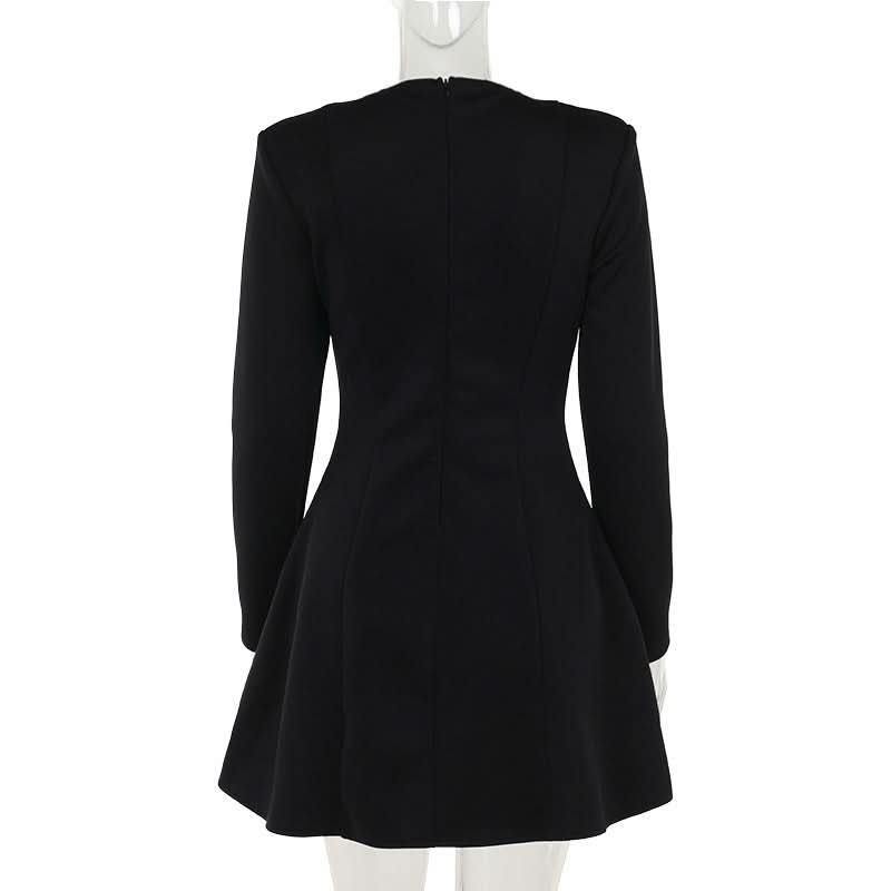 The 'It' Dress for Fall: Black Deep V-Neck Blazer Mini Dress - Chic & Empowering