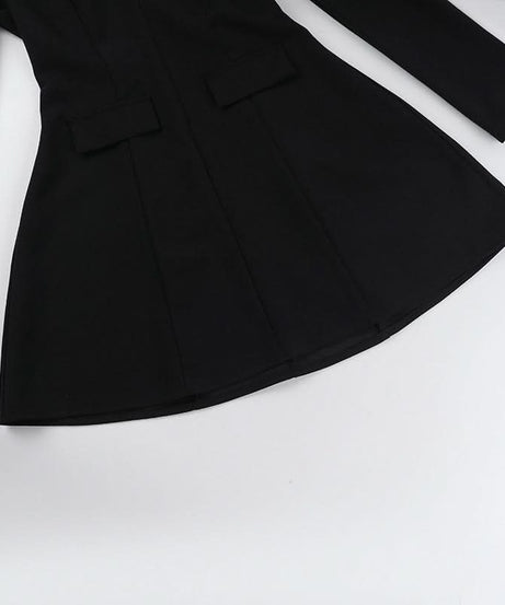 The 'It' Dress for Fall: Black Deep V-Neck Blazer Mini Dress - Chic & Empowering