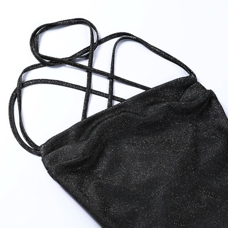 Sparkle & Slay: Shimmering Cowl Neck Mini Dress | Criss-Cross Halter Bodycon for Holiday Parties & NYE