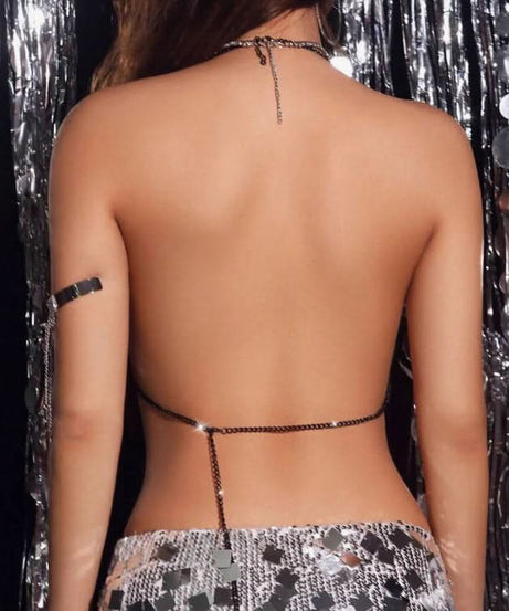 Dazzling Rhinestone Chainmail Halter Top - Your Ultimate Party & NYE Glam