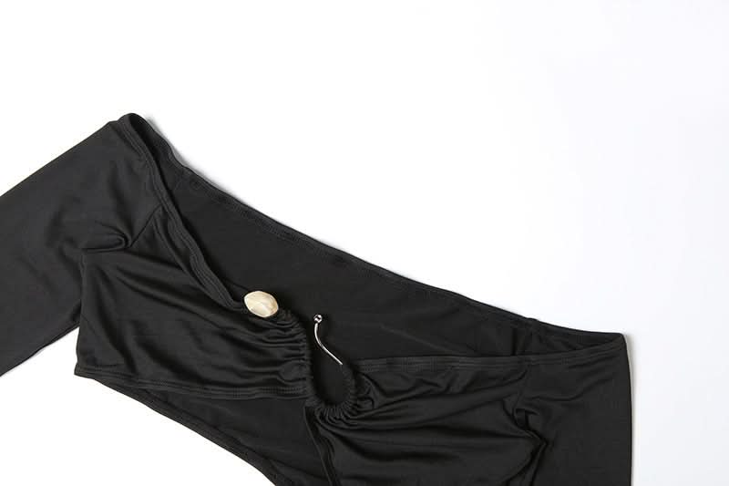 Sultry Black Off-Shoulder Cut-Out Maxi Dress | Fall & Holiday Party Evening Gown