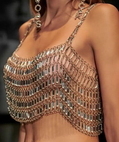 Dazzling Metallic Chain Cami Crop Top - Your Holiday Party & NYE Statement Piece
