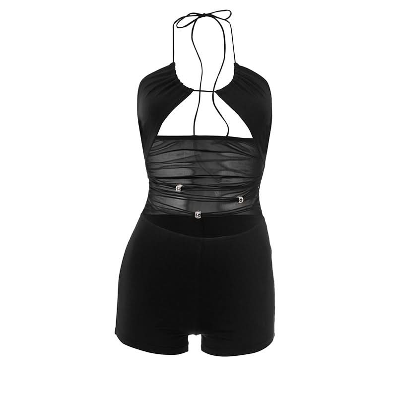 Sultry Black Halter Cutout Romper | Daring Style for Fall Nights & Tropical Escapes