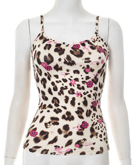 Chic Leopard & Floral Cami Tank Top – Fall Layering Essential for Women