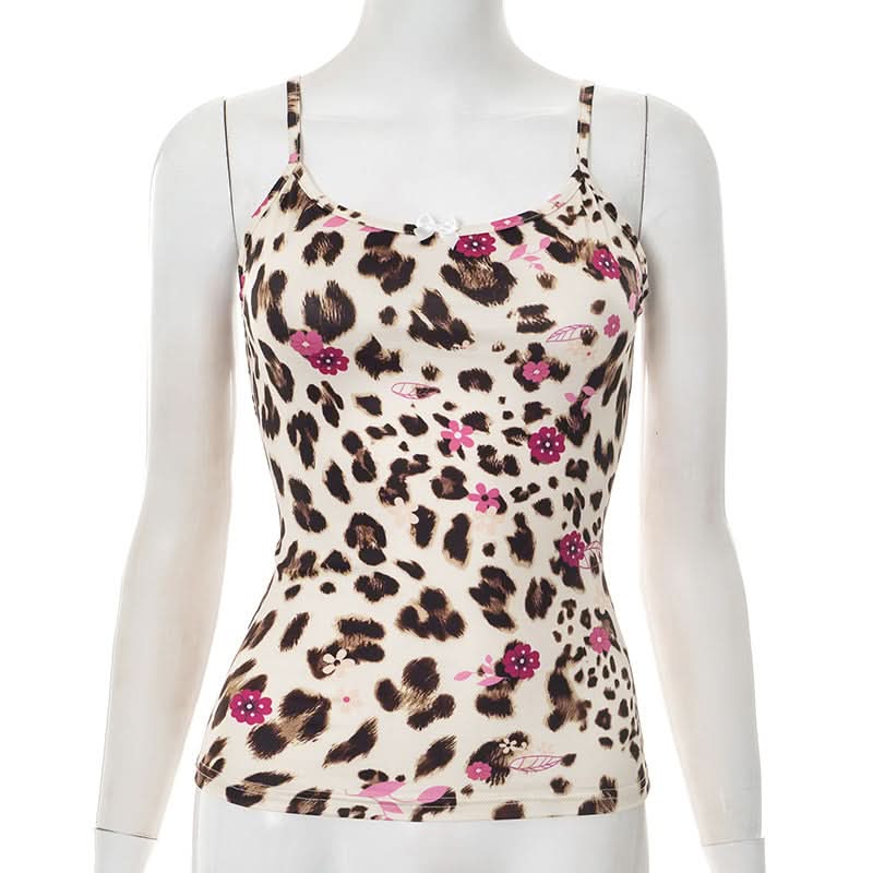Chic Leopard & Floral Cami Tank Top – Fall Layering Essential for Women