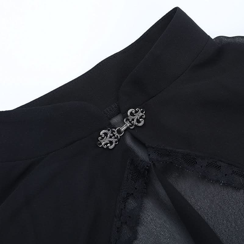 Enchanting Black Sheer Bolero | Dramatic Bell Sleeves & Lace Trim - Perfect for Fall & Halloween