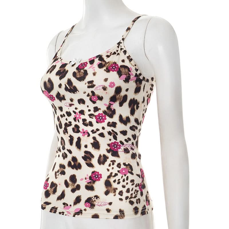 Chic Leopard & Floral Cami Tank Top – Fall Layering Essential for Women