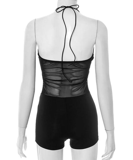 Sultry Black Halter Cutout Romper | Daring Style for Fall Nights & Tropical Escapes