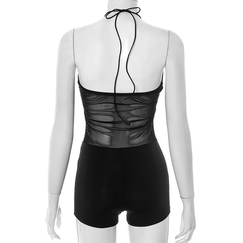 Sultry Black Halter Cutout Romper | Daring Style for Fall Nights & Tropical Escapes