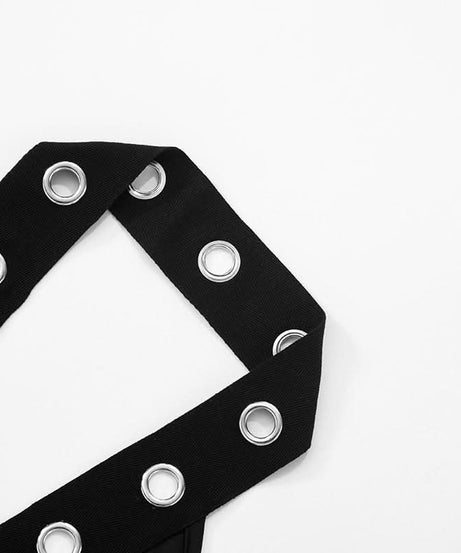 Sultry Halter Grommet Cutout Midi Dress - Edgy Fall Nights & Halloween Ready