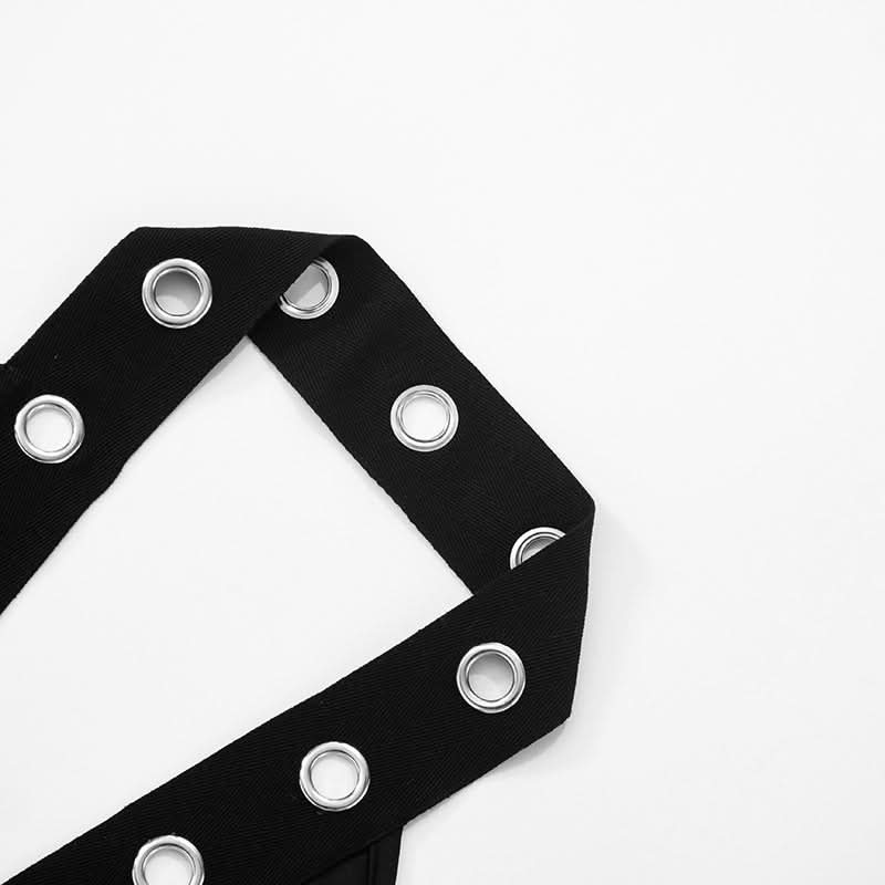 Sultry Halter Grommet Cutout Midi Dress - Edgy Fall Nights & Halloween Ready