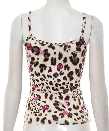 Chic Leopard & Floral Cami Tank Top – Fall Layering Essential for Women