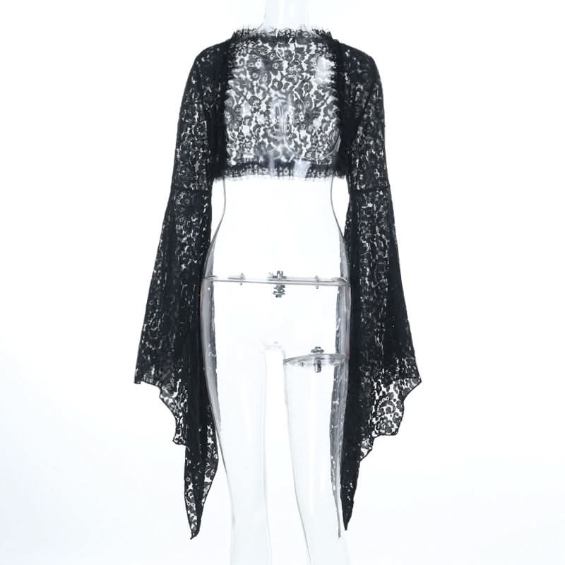 Dramatic Black Lace Bell Sleeve Shrug – Your Ultimate Fall, Halloween & Holiday Layering Essential