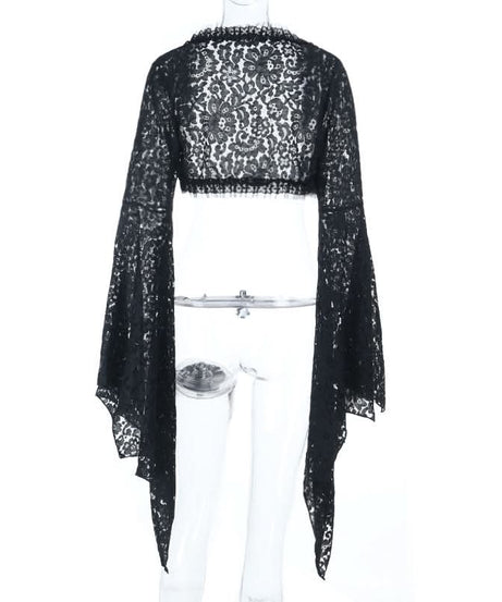 Dramatic Black Lace Bell Sleeve Shrug – Your Ultimate Fall, Halloween & Holiday Layering Essential