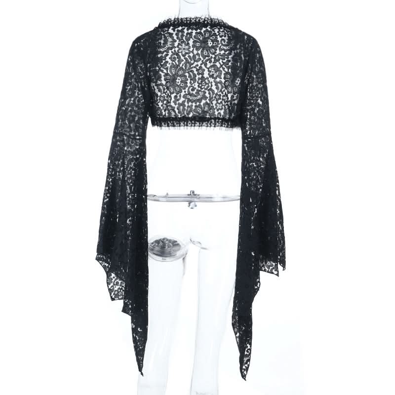 Dramatic Black Lace Bell Sleeve Shrug – Your Ultimate Fall, Halloween & Holiday Layering Essential