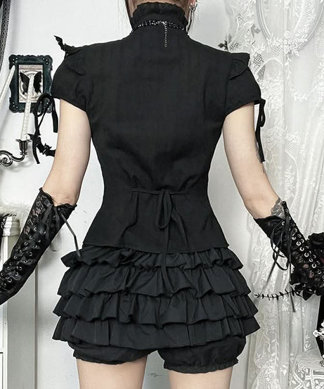 Gothic Romance Ruffled High Neck Blouse - Fall & Halloween Essential