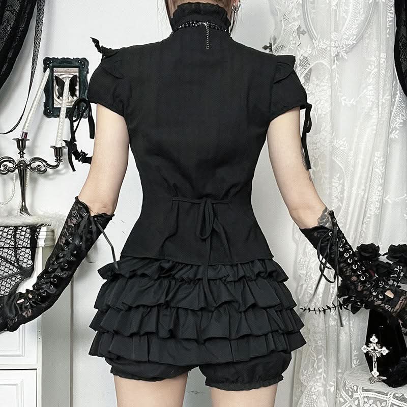 Gothic Romance Ruffled High Neck Blouse - Fall & Halloween Essential