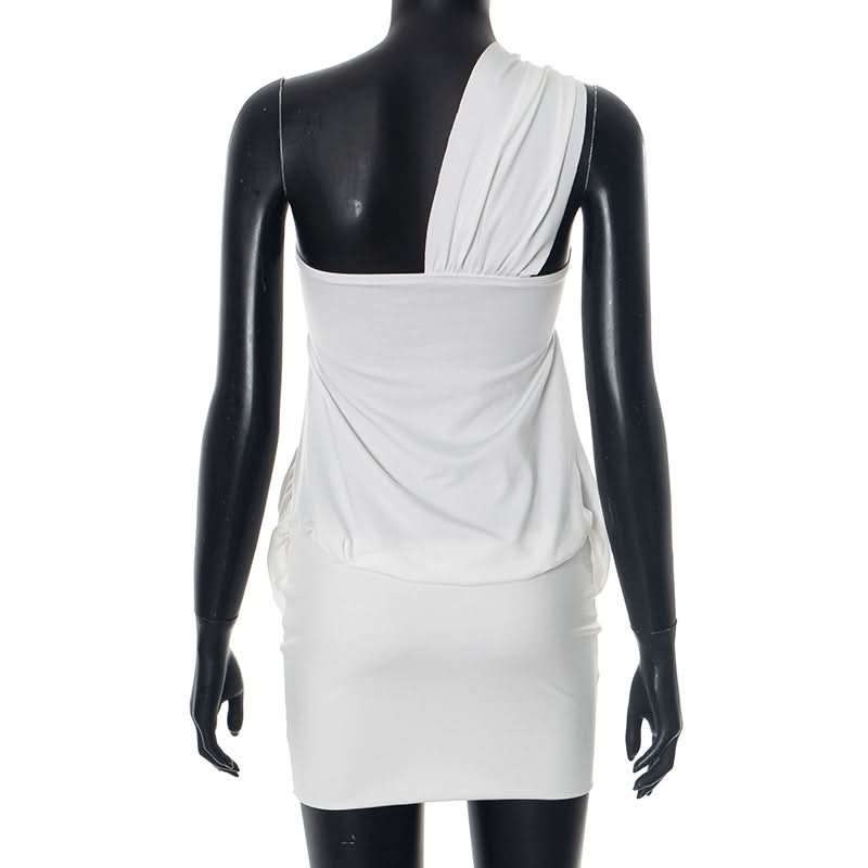 Effortless Goddess: White One-Shoulder Starfish Mini Dress - Your Chic Resort & Holiday Getaway Essential