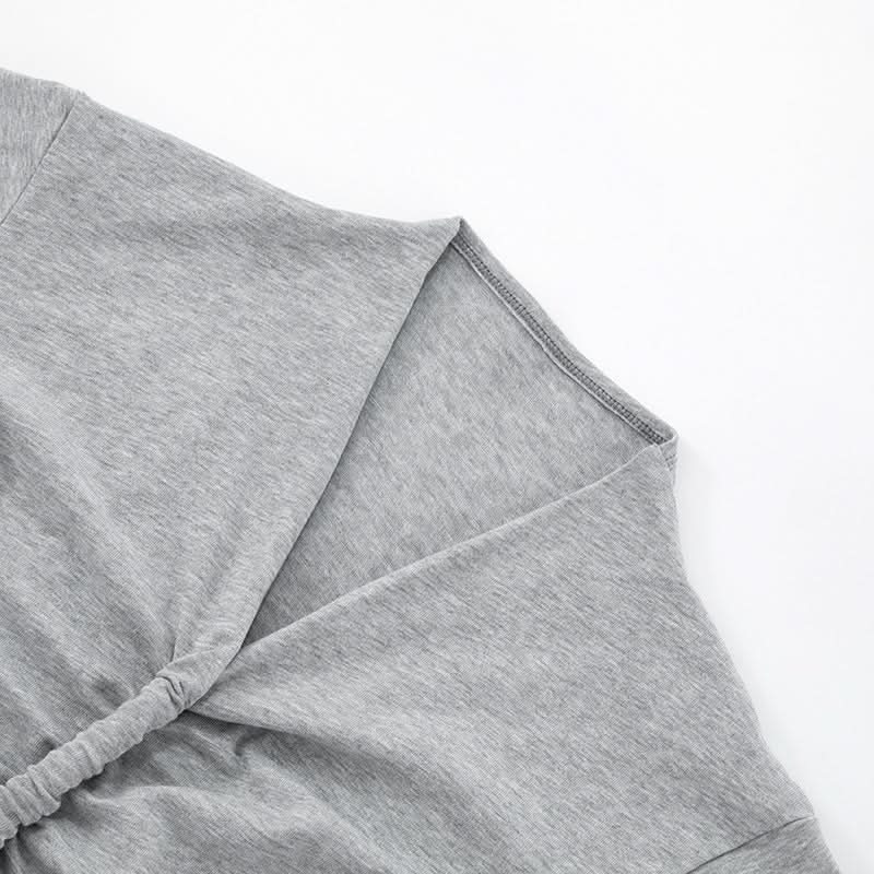 Effortless Fall Style: Women's Flattering Ruched V-Neck Cotton Short Sleeve Tee