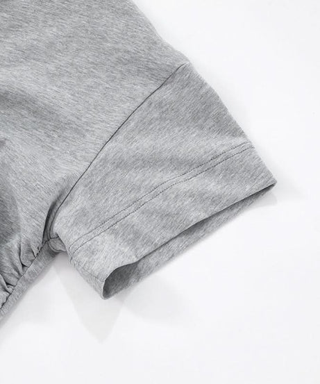 Effortless Fall Style: Women's Flattering Ruched V-Neck Cotton Short Sleeve Tee