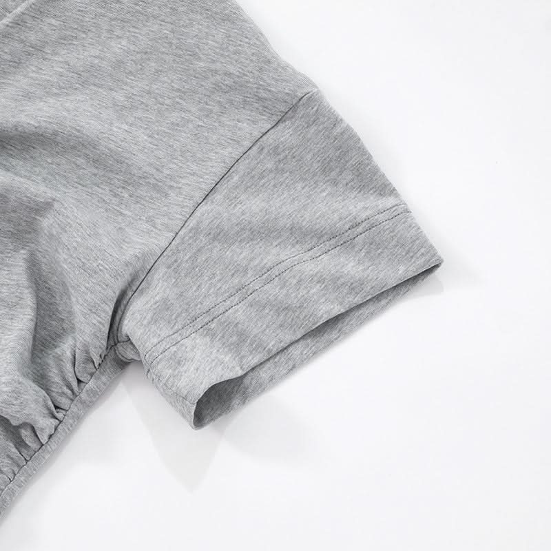 Effortless Fall Style: Women's Flattering Ruched V-Neck Cotton Short Sleeve Tee