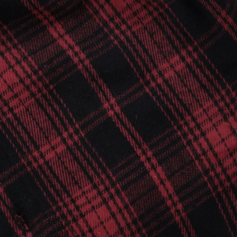 Alt-Girl Rebel Plaid Cropped Button-Up Shirt - Spooky Season Goth Grunge Top