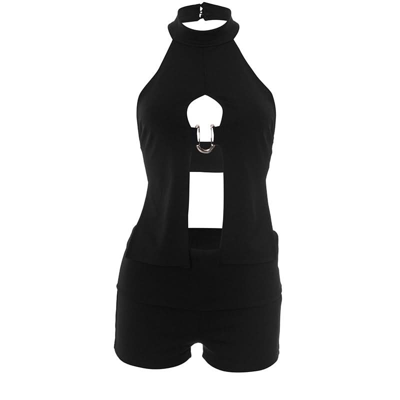 Daring Halter Keyhole Cutout Shorts Set - Your Essential Fall & Halloween Party Outfit