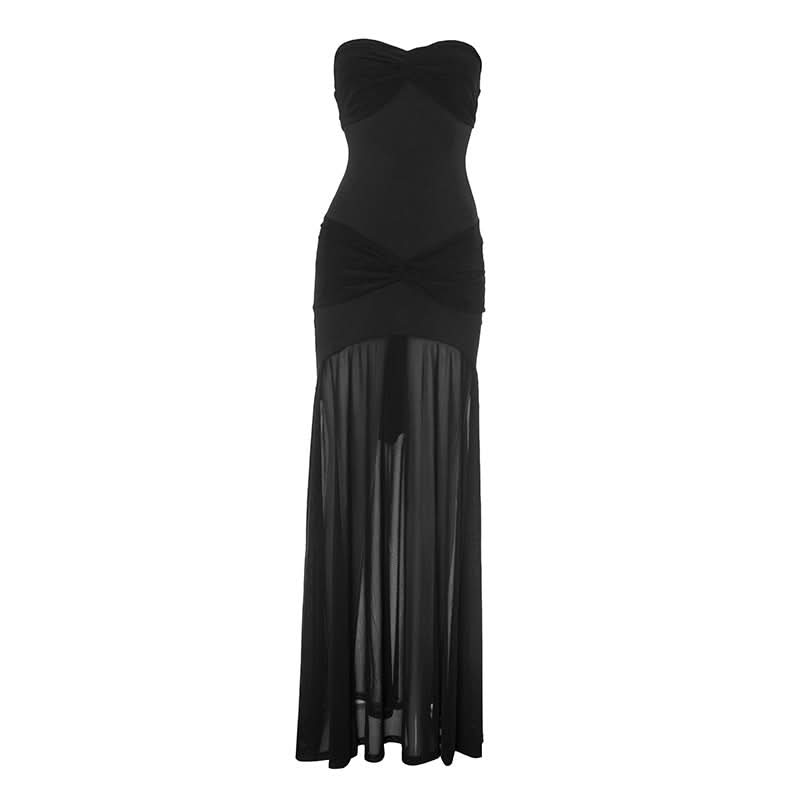 Glamour Noir Sweetheart Ruched Strapless Maxi Dress - Your Essential Holiday & Evening Statement