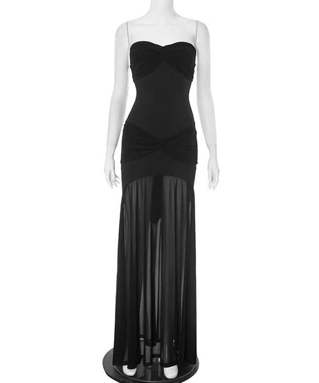 Glamour Noir Sweetheart Ruched Strapless Maxi Dress - Your Essential Holiday & Evening Statement