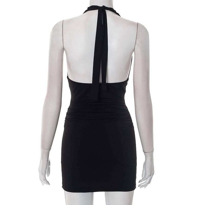 Goddess Gold Ring Halter Mini Dress - Your Ultimate LBD for Fall Parties & Holiday Nights