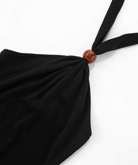 Sleek Black Halter Mini Dress | Chic Tie-Back LBD for Fall & Holiday Nights