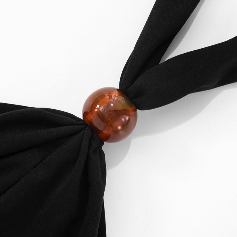 Sleek Black Halter Mini Dress | Chic Tie-Back LBD for Fall & Holiday Nights