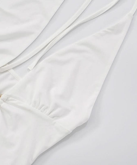 Stunning White Halter Plunge Mini Dress with Seashell Charm - Your Warm Weather Getaway Essential