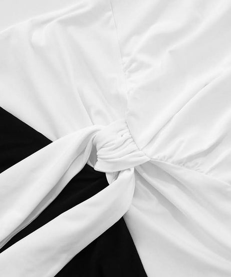 Effortless Elegance: Black & White Halter Maxi Dress with Self-Tie Waist – Your Go-To for Fall & Holiday Parties