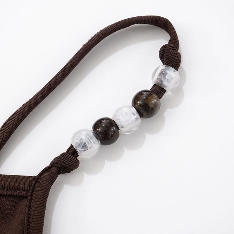 Autumn Luxe: Elegant Chocolate Brown Beaded Cami Maxi Dress - Fall Evenings & Holiday Style