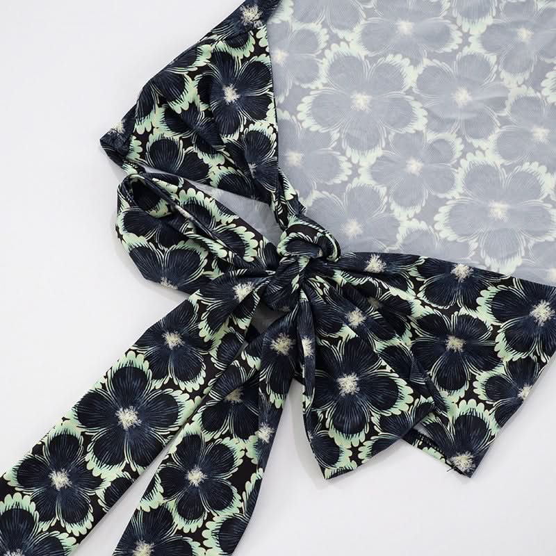 Midnight Bloom Halter Top | Chic Backless Tie-Waist Floral for Fall Evenings