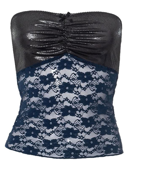 Glamorous Shimmer & Floral Lace Tube Top | Fall Party & Date Night Chic