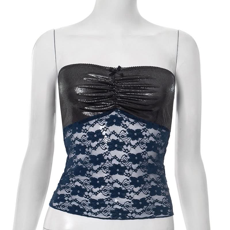 Glamorous Shimmer & Floral Lace Tube Top | Fall Party & Date Night Chic