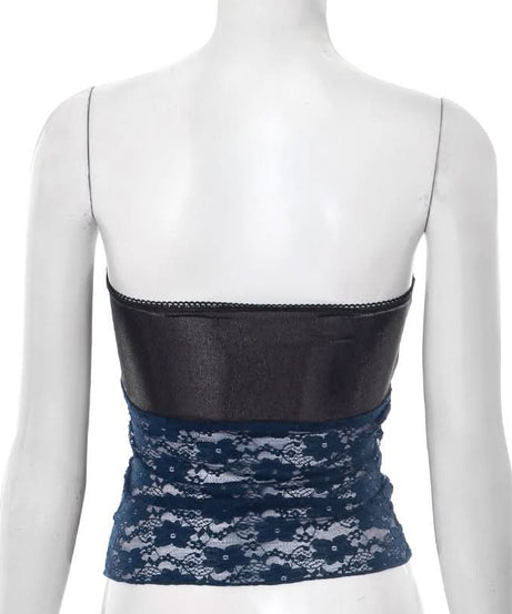 Glamorous Shimmer & Floral Lace Tube Top | Fall Party & Date Night Chic