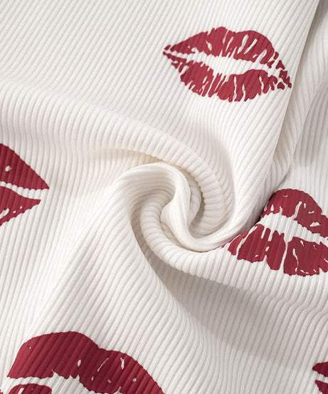 Y2K Flirty Lips Ribbed Cami Top - Square Neck Fall Essential