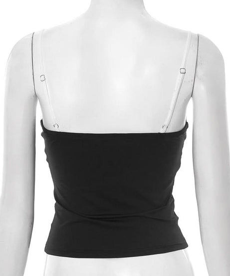 Chic Two-Tone Ruched Mesh Backless Cami Top | Fall Layering & Date Night Essential