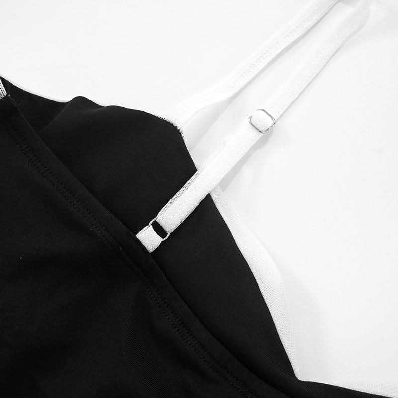 Chic Two-Tone Ruched Mesh Backless Cami Top | Fall Layering & Date Night Essential