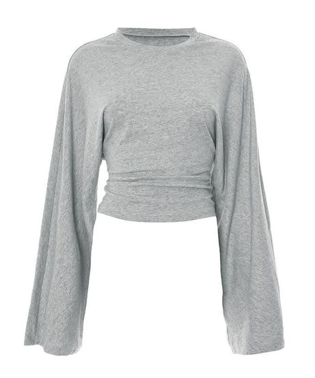 Effortless Fall Style: Women's Dolman Sleeve Cinched Waist Cotton Knit Top
